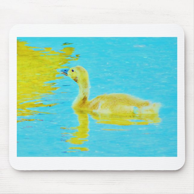 Alfombrilla De Ratón Goma bebé amarillo con agua azul clara (Frente)