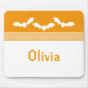 Alfombrilla De Ratón Gone Batty Halloween Mousepad, Naranja y blanco