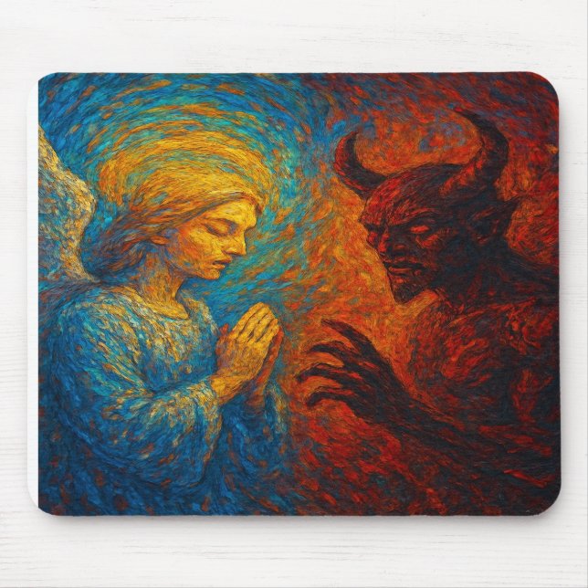 Alfombrilla De Ratón “Good and Evil – Abstract Angel and Demon Painting (Frente)