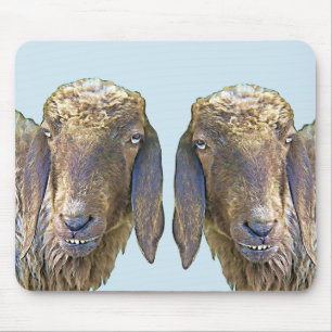 Alfombrilla De Ratón Goofy Sheep Face Farm Animal Twins Art