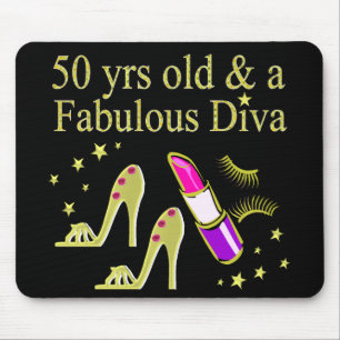 ALFOMBRILLA DE RATÓN GORGEOUS GOLD 50TH BIRTHDAY DIVA DISEÑN