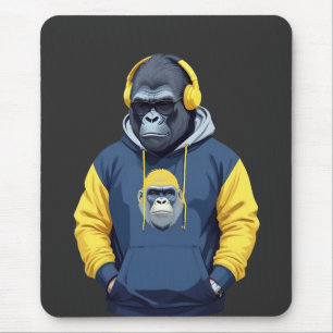 Alfombrilla De Ratón Gorila con Hoodie Funny Carácter Animal De Guay