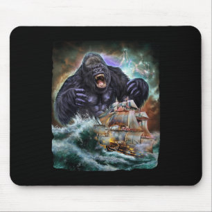 Alfombrilla De Ratón Gorila De Monstruo Mientras Kraken Ataca Un Barco