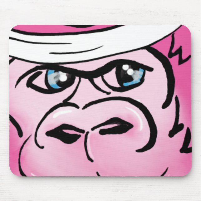 Alfombrilla De Ratón Gorila rosa con banda dulce (Frente)
