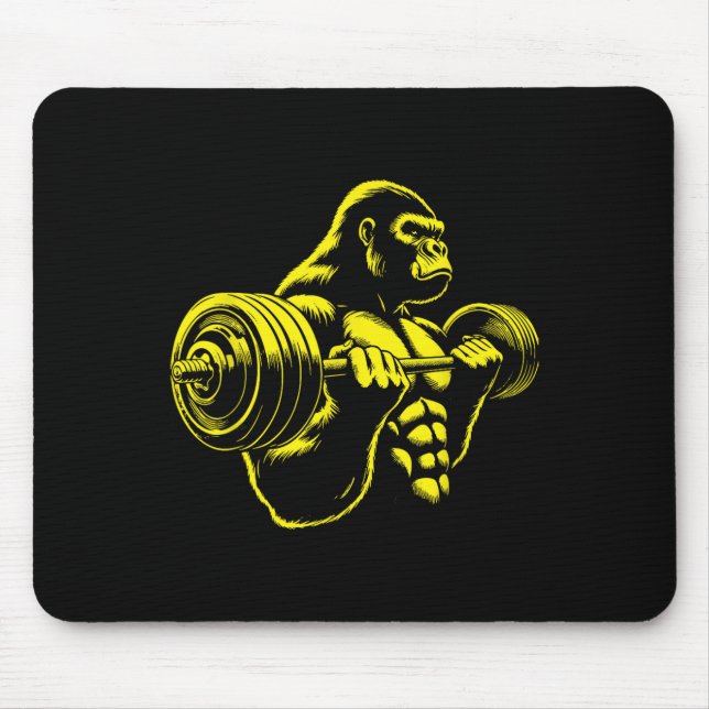 Alfombrilla De Ratón Gorilla Monkey Gym Weight Lifting Bodybuilding Wor (Frente)