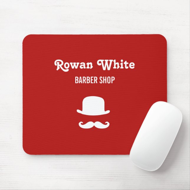 Alfombrilla De Ratón Gorra blanco y rojo de la silueta de bigote (Con ratón)