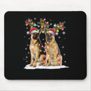Alfombrilla De Ratón Gorra de renos Santa Navidades de Malinois de Bélg