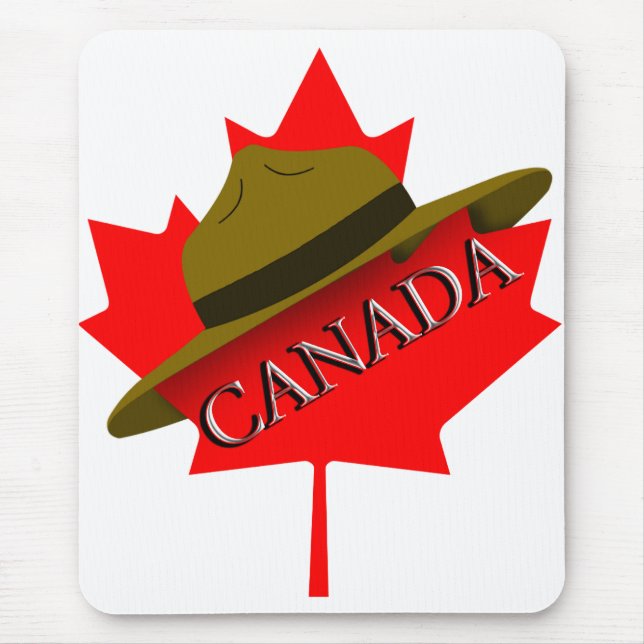Alfombrilla De Ratón Gorra Montañés Canadiense sobre la hoja de arce ro (Frente)