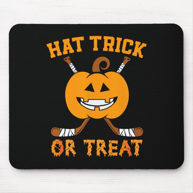 Alfombrilla De Ratón Gorra Trick O Trato Fun Hockey Halloween Costum (Frente)