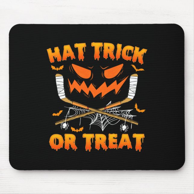 Alfombrilla De Ratón Gorra Trick O Trato Fun Hockey Halloween Costum (Frente)