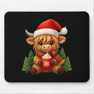 Alfombrilla De Ratón Gorro de Santa de vaca Highland de Navidad adorabl