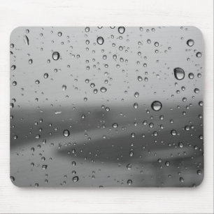Alfombrilla De Ratón Gotas De Lluvia En Fondo Plateado