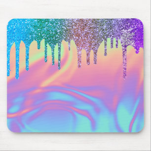 Alfombrilla De Ratón Goteos de brillo ombre holográfico arcoíris modern