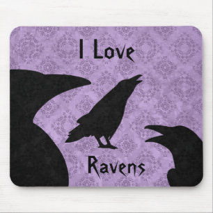 Alfombrilla De Ratón Gótico I Love ravens