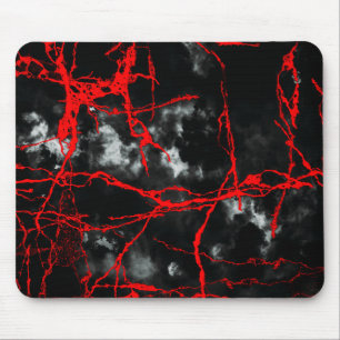 Alfombrilla De Ratón Gótico nocturno de horror - Negro y Blanco,Rojo