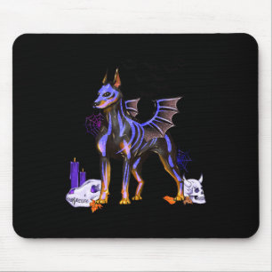 Alfombrilla De Ratón Gótico Winged Doberman Perro Skulls Bat And Candle