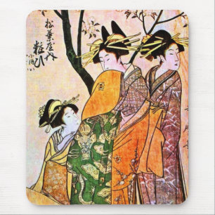 Alfombrilla De Ratón Grabado japonés 3Geisha 1911