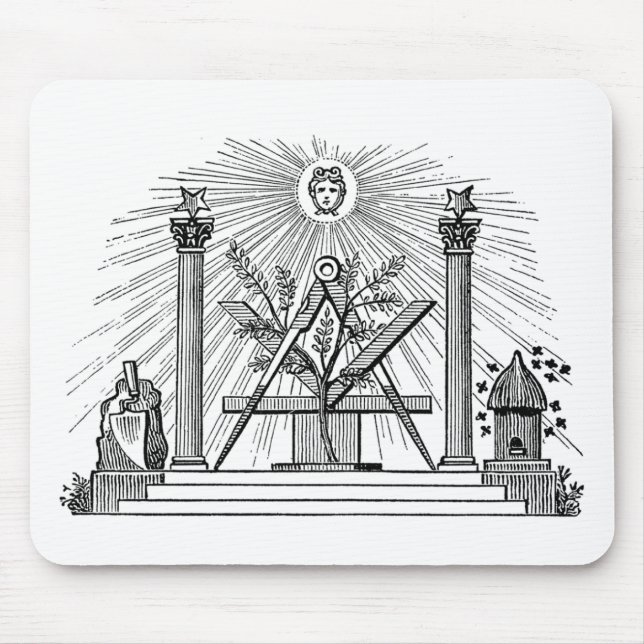 Alfombrilla De Ratón Grabado Masonic G Kenning Blockcut del siglo XIX (Frente)
