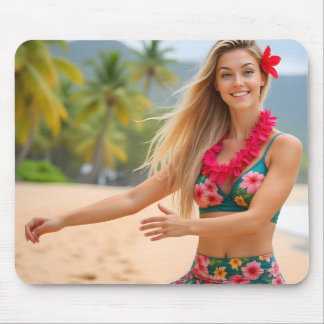 Alfombrilla De Ratón Grace in Motion: La danza de Helena en la playa