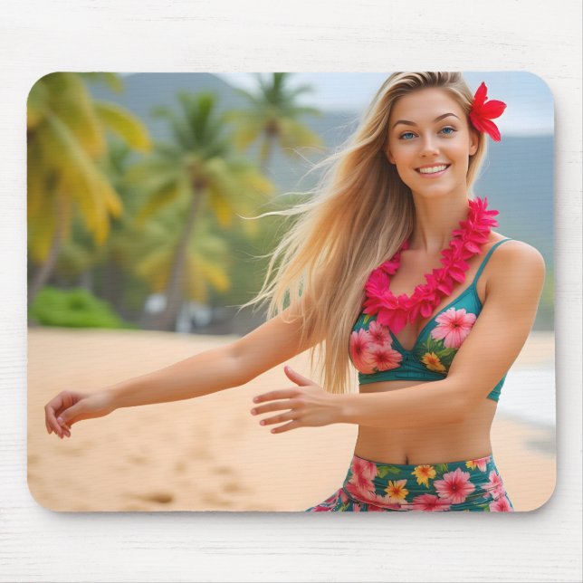 Alfombrilla De Ratón Grace in Motion: La danza de Helena en la playa (Frente)