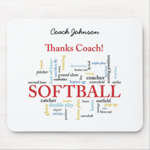 Alfombrilla De Ratón Gracias Al Entrenador De Softball Palabras De Grup