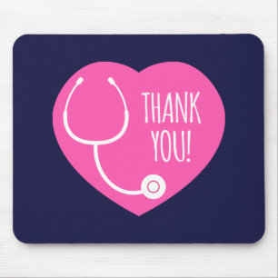 Alfombrilla De Ratón Gracias Estetioscopio cardíaco rosado