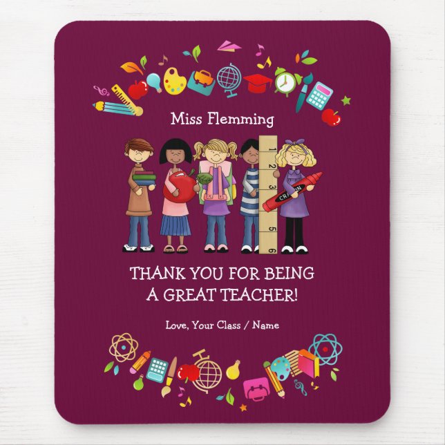 Alfombrilla De Ratón Gracias, Profesor. Regalo de nombre personalizado (Frente)