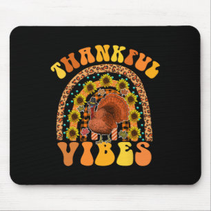 Alfombrilla De Ratón GRACIAS VIBAS Rainbow Turkey Cae Retro Groovy The