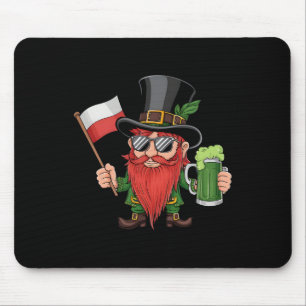 Alfombrilla De Ratón Graciosa bandera polaca del Día de San Patricio en