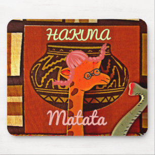 Alfombrilla De Ratón Graciosa jirafa con texto fresco Hakuna Matata