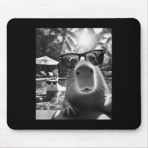 Alfombrilla De Ratón Graciosa Piscina De Animales Capybara Selfie Con C