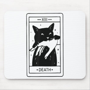 Alfombrilla De Ratón Graciosa Tarjeta Tarot De Halloween De Gato Negro