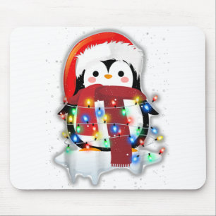 Alfombrilla De Ratón Graciosa tarta Feliz Navidad con traje de pingüino