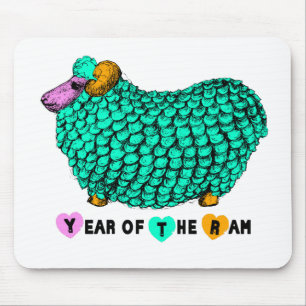Alfombrilla De Ratón Gracioso Año Chino Ram Verde Zodiac Mousepad