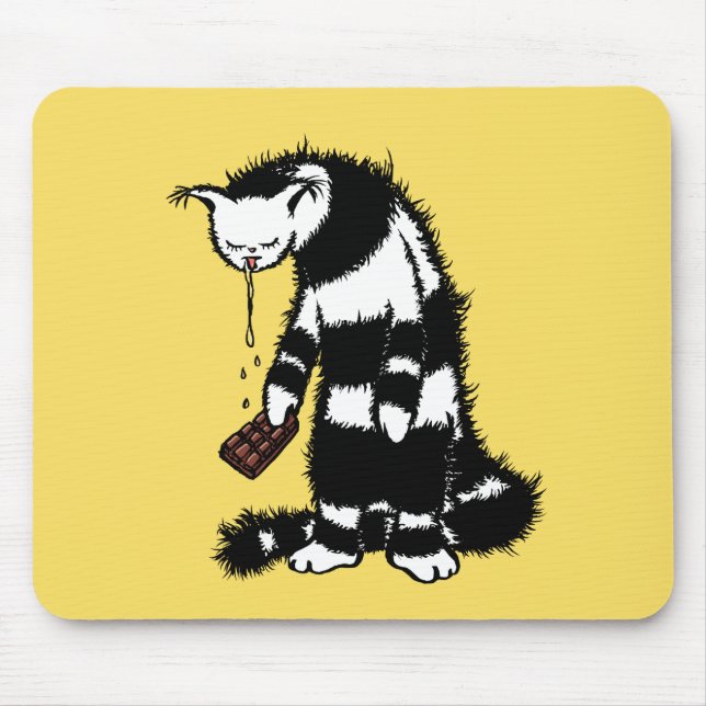 Alfombrilla De Ratón Gracioso Chocolate Cat Lover - Tinta Dibujada Gato (Frente)