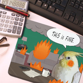 Alfombrilla De Ratón Gracioso Cockatiel "Esto está bien" Meme de la sal
