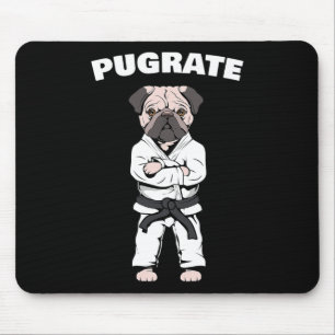 Alfombrilla De Ratón Gracioso Cute Pug Karate Black Belt Martial Art Lo