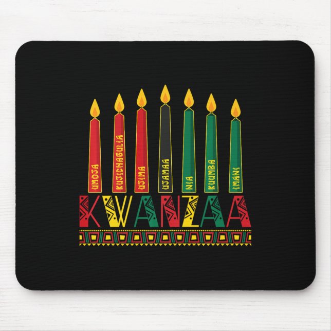 Alfombrilla De Ratón Gracioso Feliz Kwanzaa Principios de Kinara Velas  (Frente)