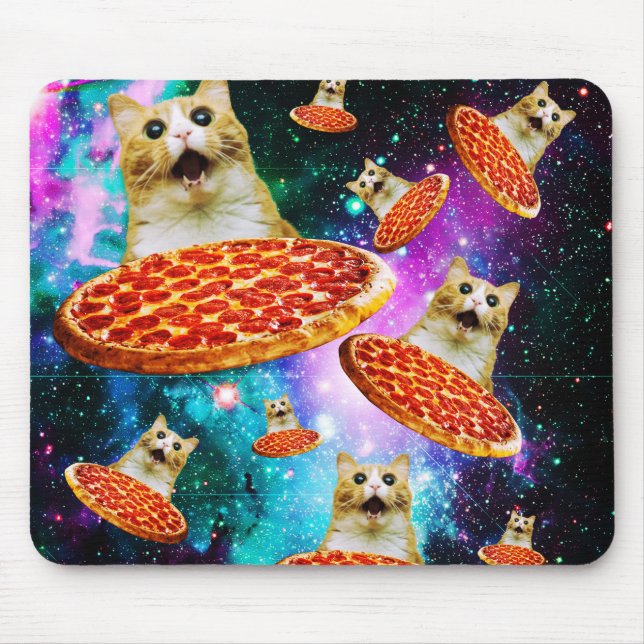 Alfombrilla De Ratón Gracioso gatito de pizza espacial (Frente)