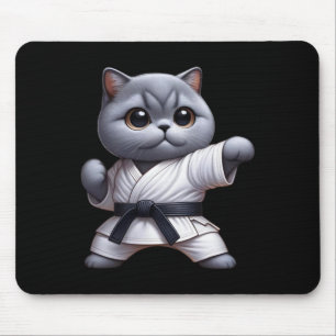 Alfombrilla De Ratón Gracioso gato británico Shorthair usando Karate Gi