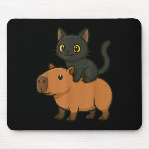 Alfombrilla De Ratón Gracioso gato negro capibara Animal amante de mamá