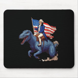 Alfombrilla De Ratón Gracioso George Washington Riding A Tyrannosaurus