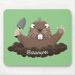 Alfombrilla De Ratón Gracioso gopher digging personalizado ilustracion