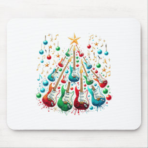 Alfombrilla De Ratón Gracioso Guitar Santa Hat Christmas Tree Guitar Mu
