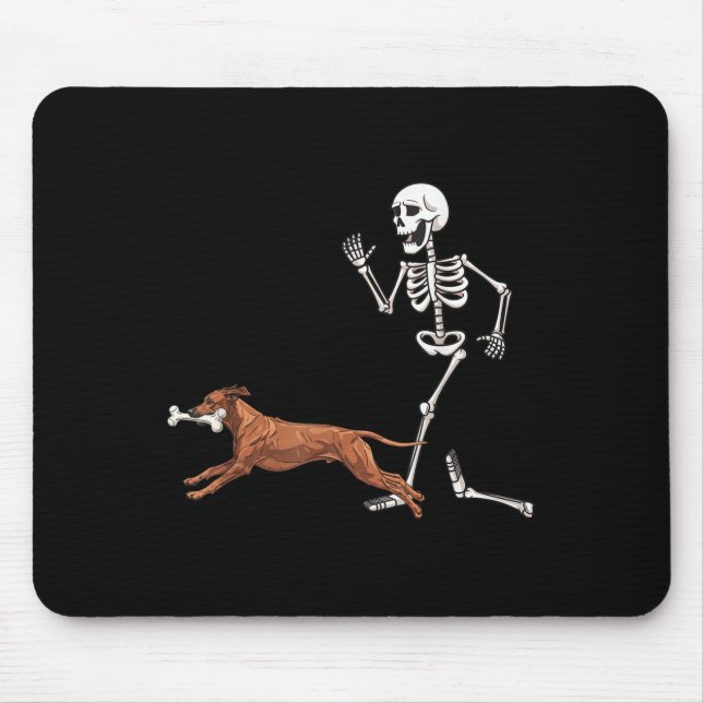 Alfombrilla De Ratón Gracioso Halloween Rhodesian Ridgeback Y Skeleton (Frente)