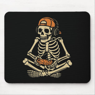 Alfombrilla De Ratón Gracioso Halloween Skeleton Gamer Video Gaming Boy