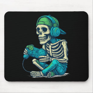 Alfombrilla De Ratón Gracioso juego de video Halloween Skeleton Gamer