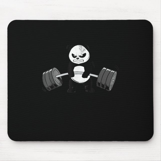 Alfombrilla De Ratón Gracioso Panda Workout Kitten Gym Deadlift Power (Frente)