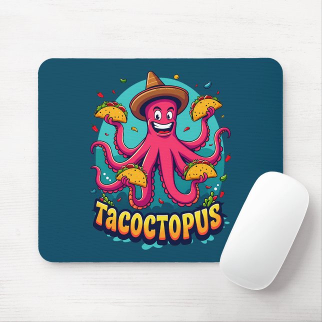 Alfombrilla De Ratón Gracioso Personalizado de comida de tacaco octopus (Con ratón)