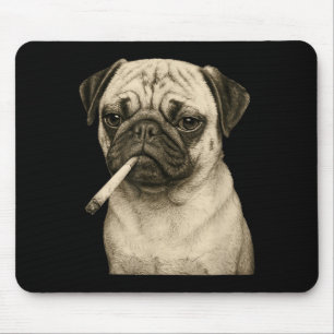 Alfombrilla De Ratón Gracioso Pug Fumando Cigarrillo Gráfico Meme Gener